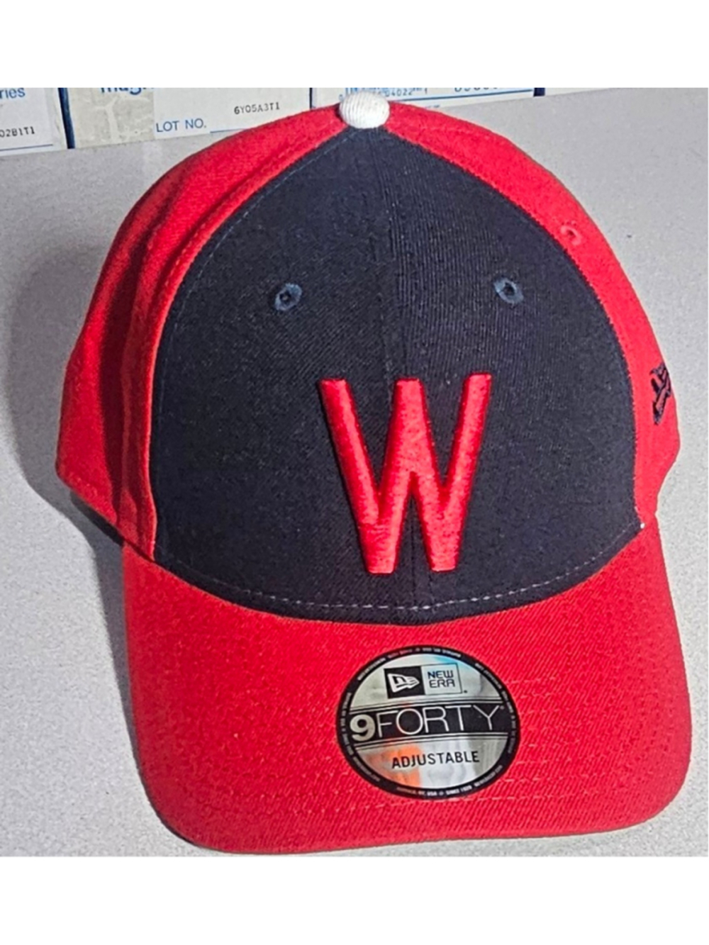 New Era 9FORTY Adjustable Baseball Cap Red/Navy Washington Nationals Raised OS